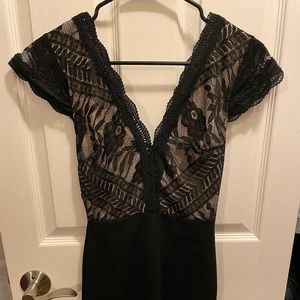 Charlotte Russe black and beige body cut lace dress